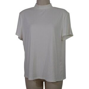 No Boundaries Ribbed White Short Sleeve Mock Neck Top Women Junior Size XL 15-17